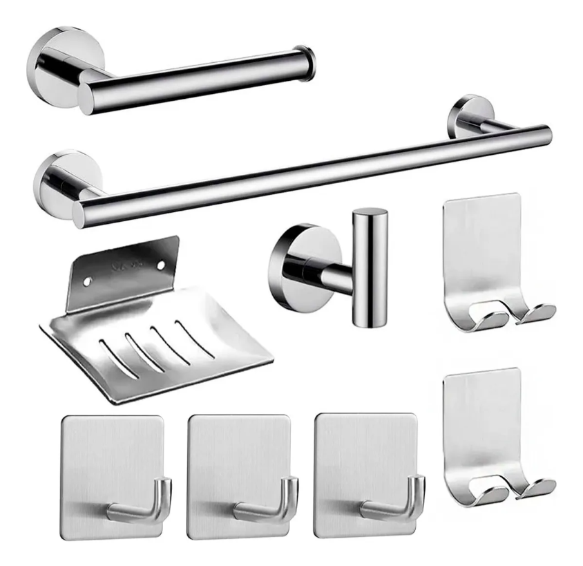 Foto 1 | Set  De Accesorios De Baño Xtellar 9 Piezas Color Plateado