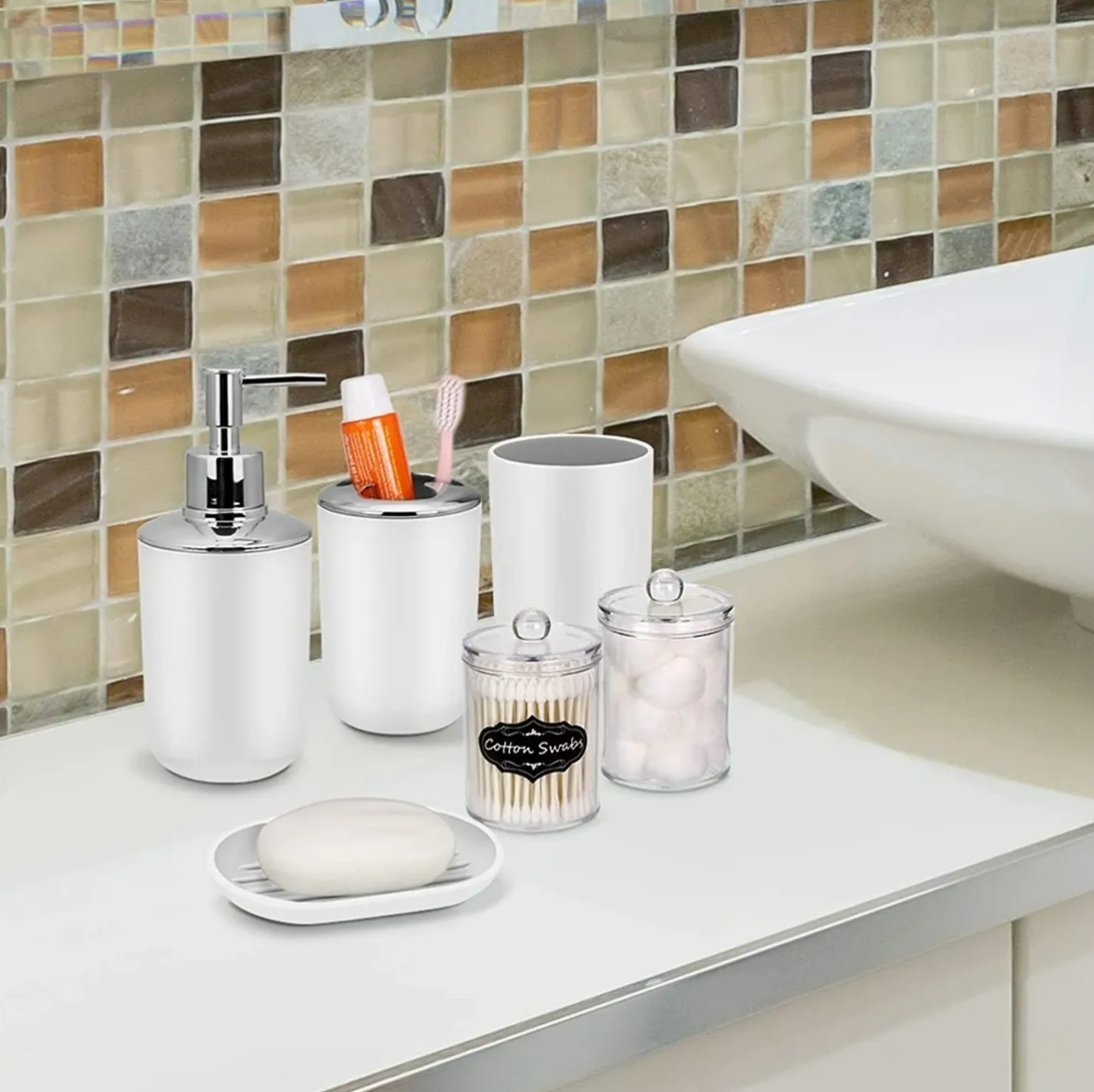 Foto 4 pulgar | Juego de Accesorios de Baño Xtellar 8 Piezas Timotech V2 Blanco
