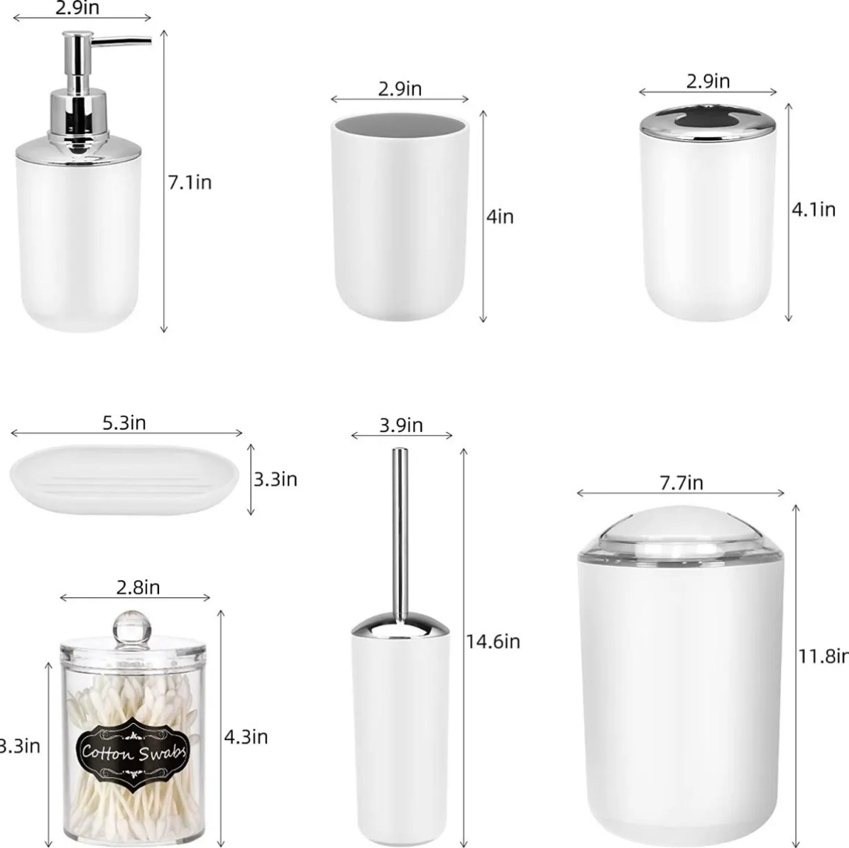 Foto 4 | Juego de Accesorios de Baño Xtellar 8 Piezas Timotech V2 Blanco