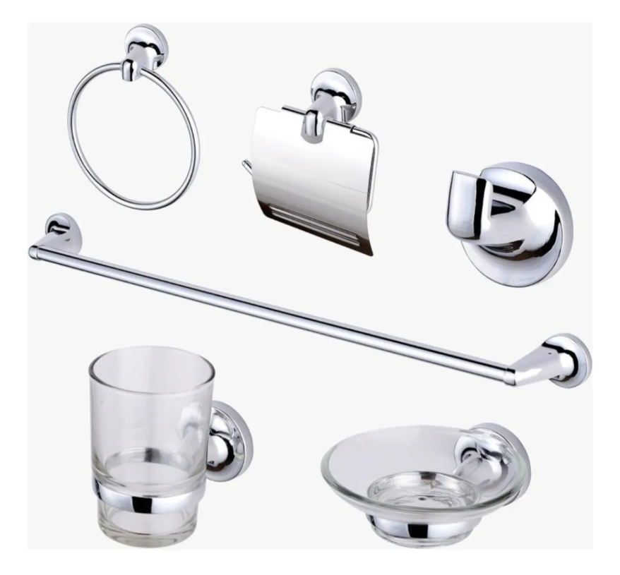 Foto 2 pulgar | Juego De Accesorios De Baño Xtellar 6 Pzas Color Plateado