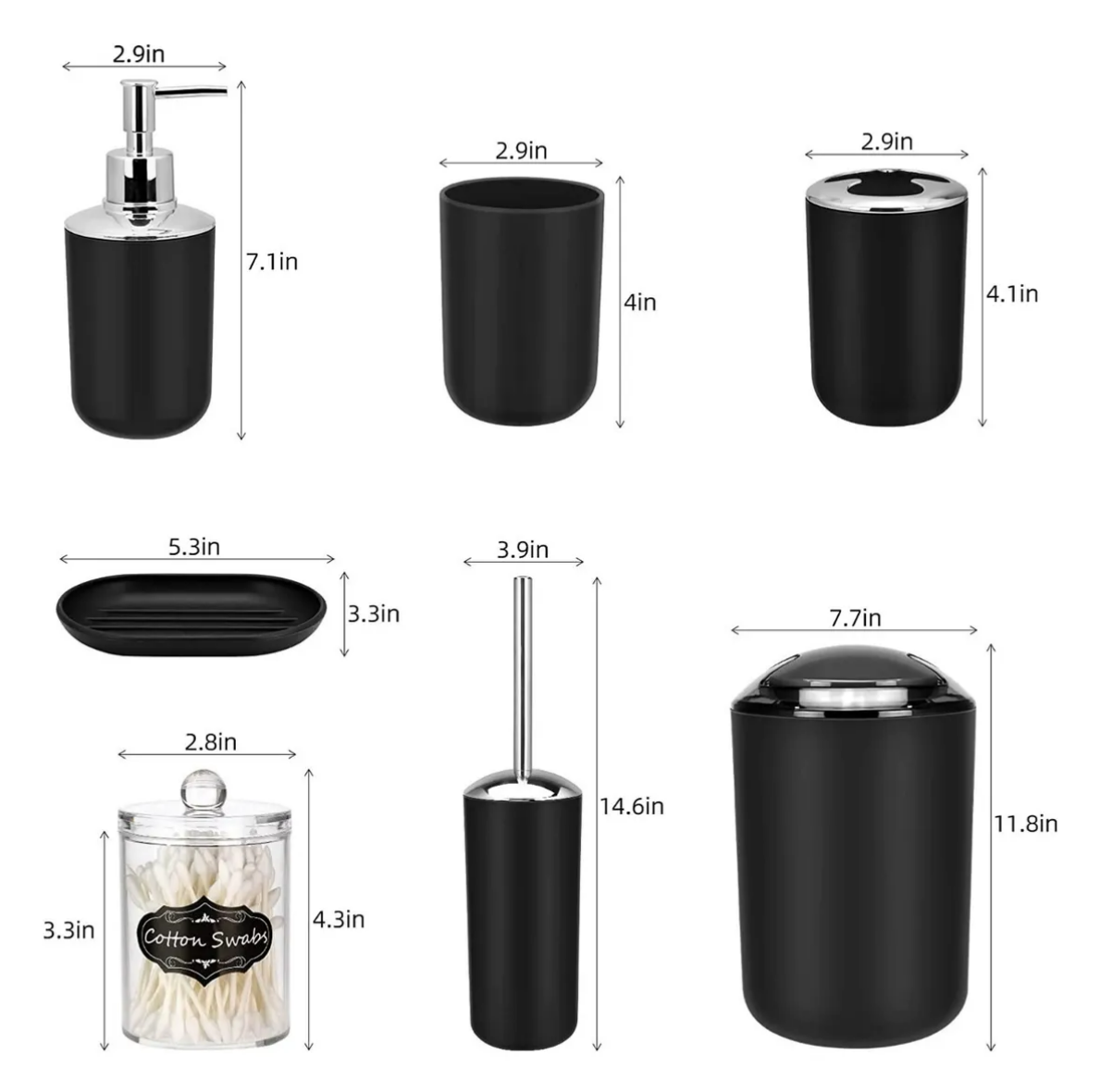 Foto 4 | Juego de Accesorios de Baño Xtellar de 8 Piezas Negras