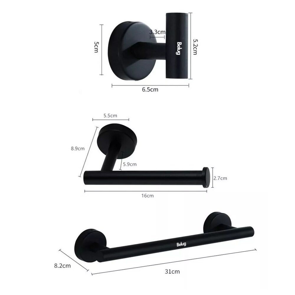 Foto 5 | Toallero De Baño Mate Belug Juego De Gancho Acero Inoxidable Negro