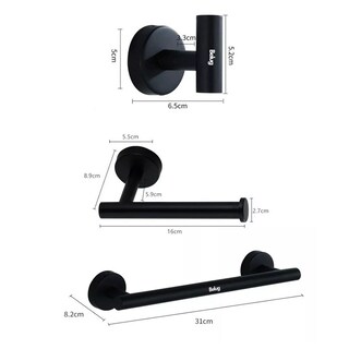 Foto 5 | Toallero De Baño Mate Belug Juego De Gancho Acero Inoxidable Negro
