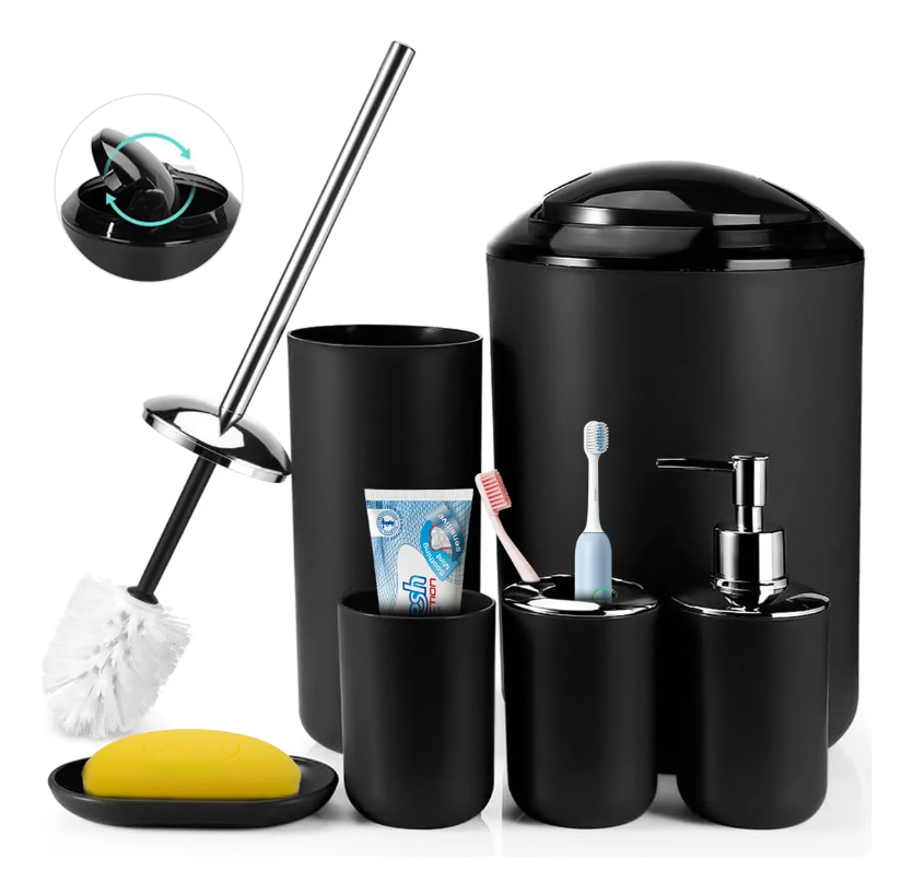 Conjunto Xtellar De Accesorios De Baño De 6 Piezas Color Negro