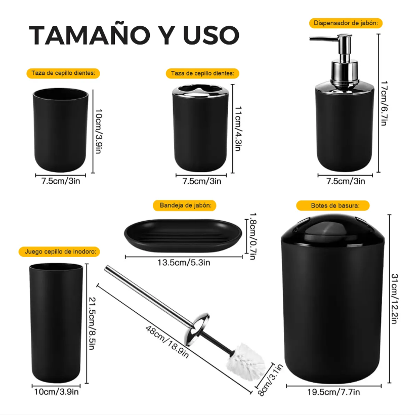 Foto 3 pulgar | Conjunto Xtellar De Accesorios De Baño De 6 Piezas Color Negro