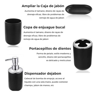 Foto 3 | Conjunto Xtellar De Accesorios De Baño De 6 Piezas Color Negro