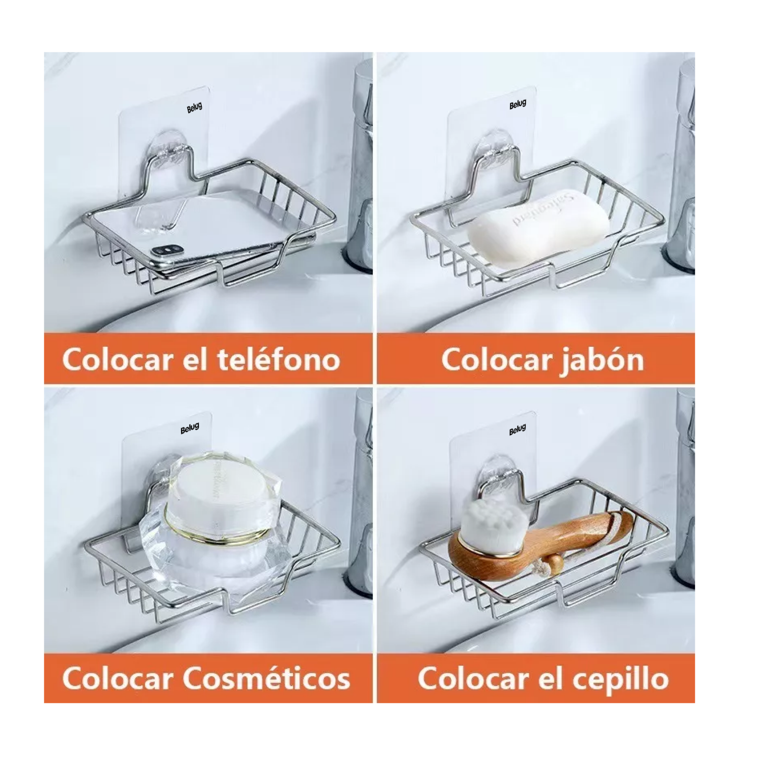 Foto 5 pulgar | Jabonera Belug De Acero Inoxidable Para Baño Plegable A La Pared, Plata