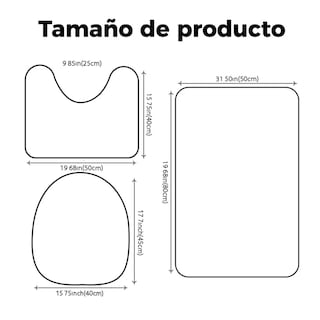 Foto 2 | Alfombra De Baño Juego Para Baño Estándar Lab.g 3 Piezas Gris