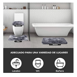 Foto 3 | Alfombra De Baño Juego Para Baño Estándar Lab.g 3 Piezas Gris