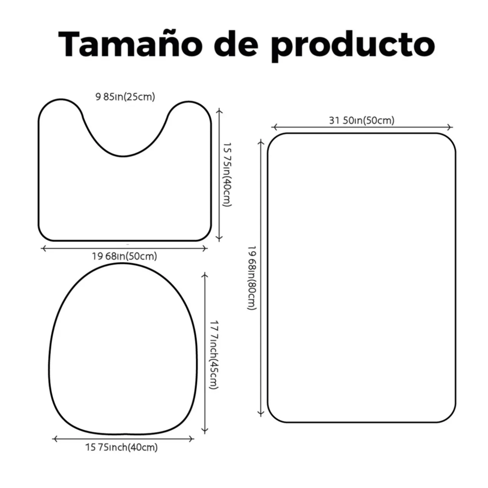 Foto 3 pulgar | Alfombra De Baño Juego Para Baño Estándar  Belug 3 Piezas Gris