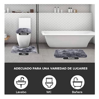 Foto 3 | Alfombra De Baño Juego Para Baño Estándar Belug 3 Piezas Gris