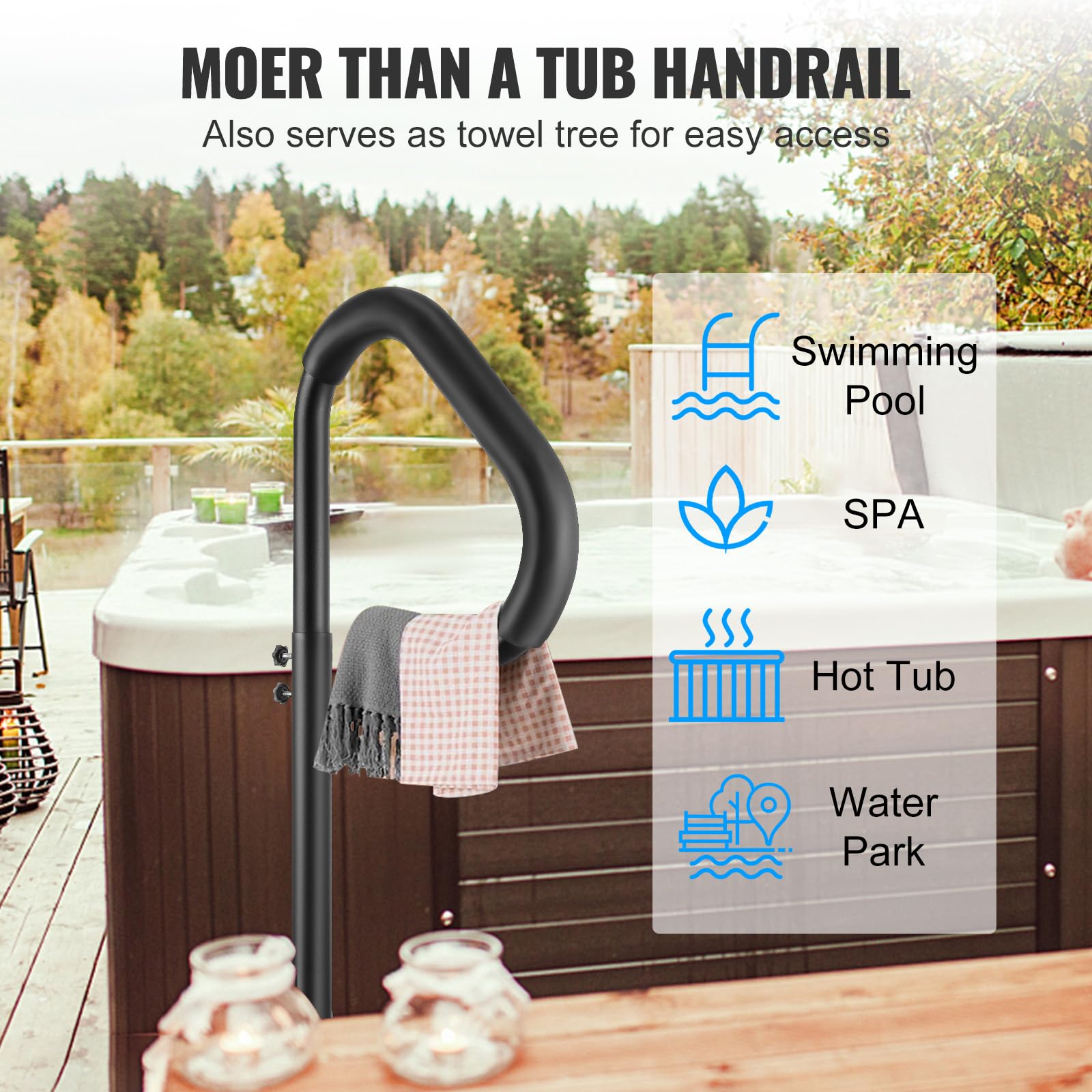 Foto 7 pulgar | Barandilla Giratoria Para Bañera De Hidromasaje Vevor 360 Con Altura Ajustable - Venta Internacional.