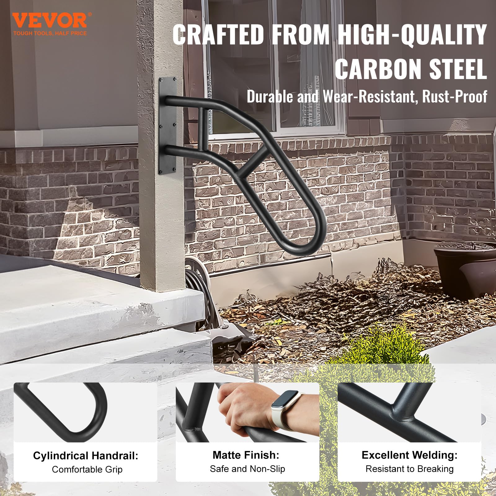 Foto 3 pulgar | Barandillas Vevor Para Escaleras Exteriores, 32 Cm, Montaje En Pared, Seguridad - Venta Internacional.