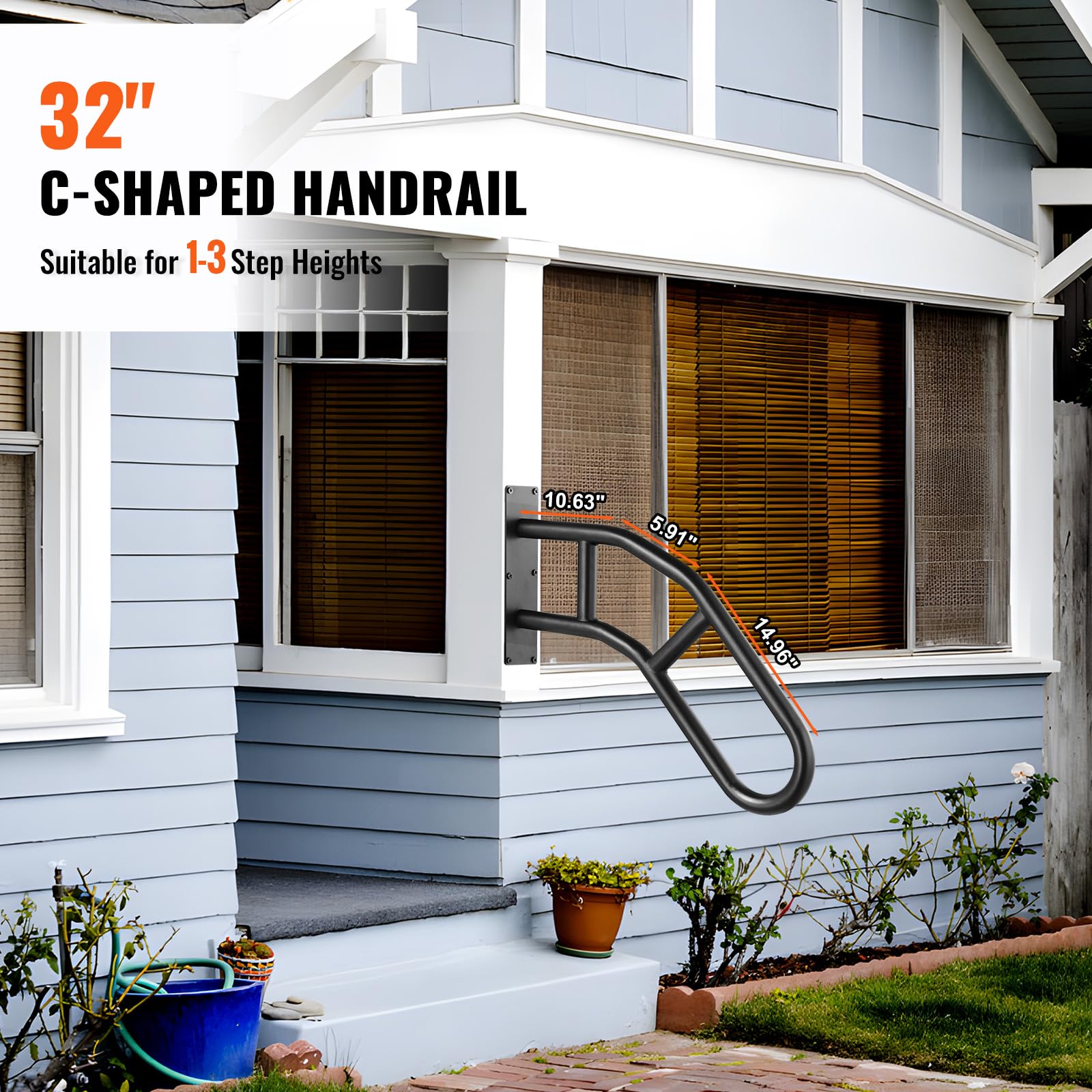 Foto 5 | Barandillas Vevor Para Escaleras Exteriores, 32 Cm, Montaje En Pared, Seguridad - Venta Internacional.