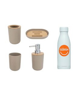 Foto 1 | Accesorios De Baño Set De 4 Piezas Color Beige + Gratis Termo Güish De Regalo