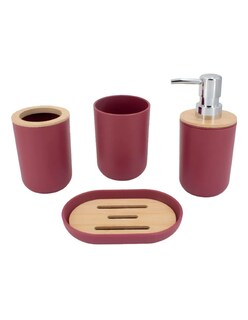 Foto 2 | Accesorios De Baño Set De 4 Piezas Color Vino + Gratis Termo Güish De Regalo