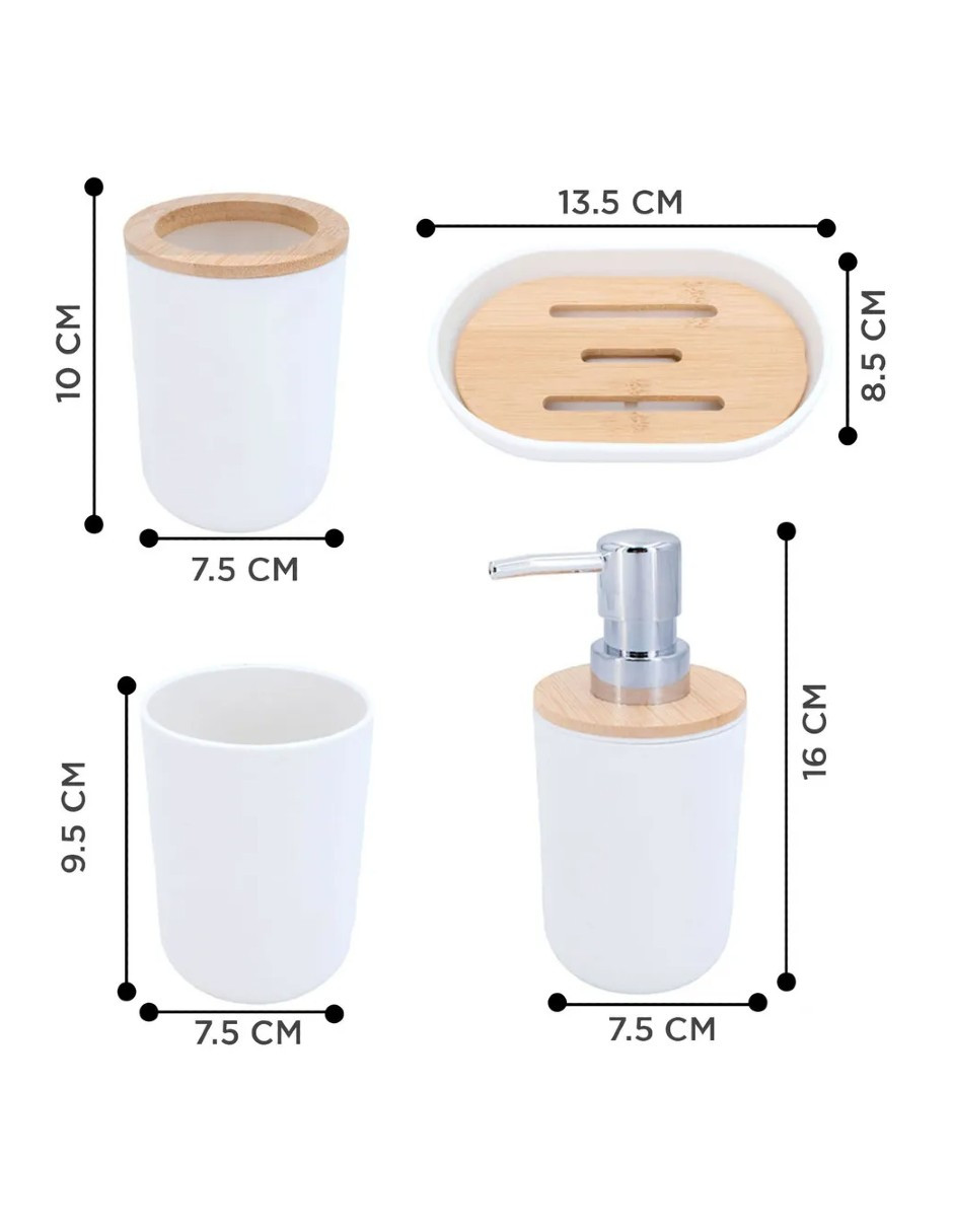 Foto 4 pulgar | Accesorios De Baño Set De 4 Piezas Blanco + Gratis Termo Güish De Regalo
