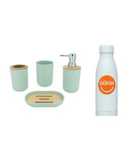 Foto 1 | Accesorios De Baño Set De 4 Piezas Color Pistache + Gratis Termo Güish De Regalo