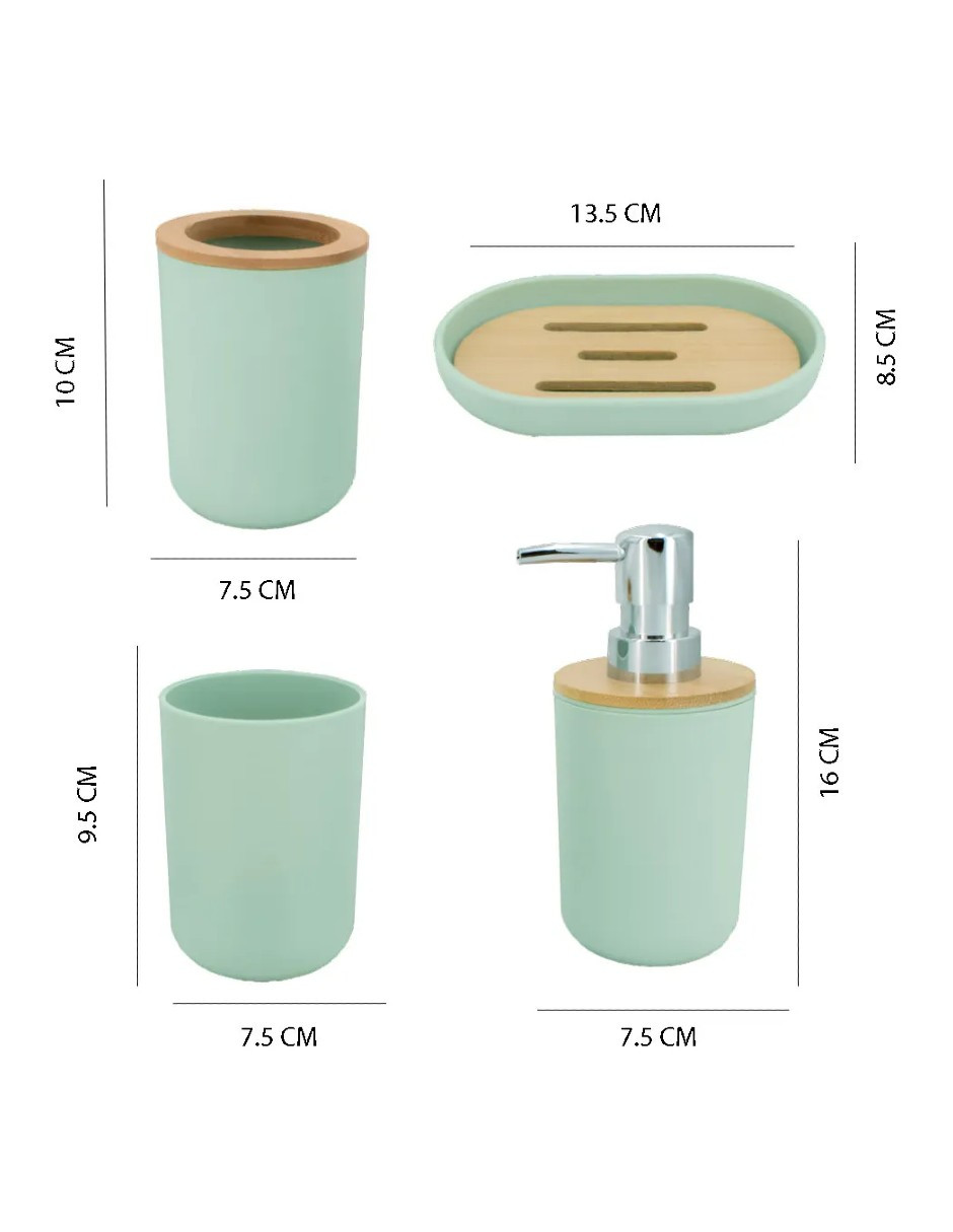 Foto 4 pulgar | Accesorios De Baño Set De 4 Piezas Color Pistache + Gratis Termo Güish De Regalo