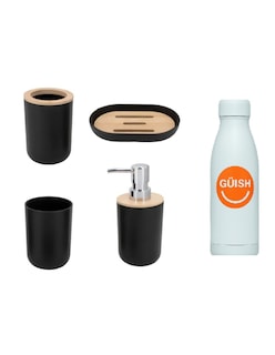 Foto 1 | Accesorios De Baño Set De 4 Color Negro + Gratis Termo Güish De Regalo