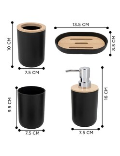 Foto 3 | Accesorios De Baño Set De 4 Color Negro + Gratis Termo Güish De Regalo