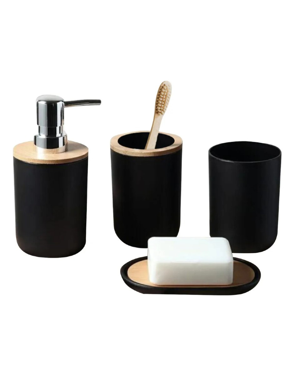 Foto 5 pulgar | Accesorios De Baño Set De 4 Color Negro + Gratis Termo Güish De Regalo
