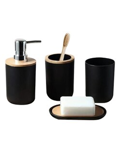 Foto 4 | Accesorios De Baño Set De 4 Color Negro + Gratis Termo Güish De Regalo