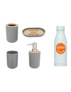 Foto 1 | Accesorios De Baño Set De 4 Piezas Color Gris + Gratis Termo Güish De Regalo