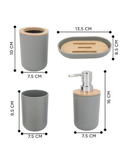 Foto 3 | Accesorios De Baño Set De 4 Piezas Color Gris + Gratis Termo Güish De Regalo