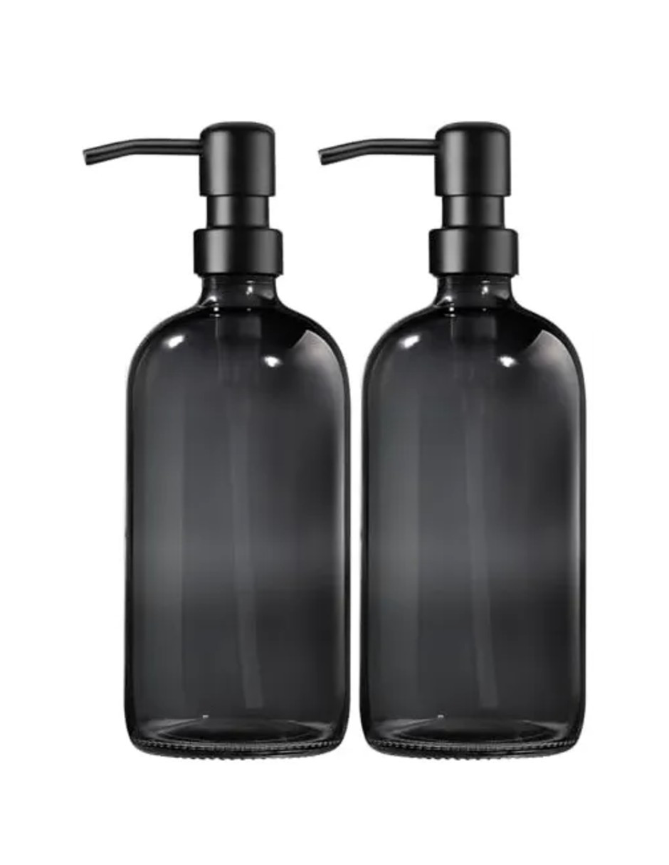 Foto 2 | Dispensador De Jabon 2 Kit Vidrio Gris Oscuro + Gratis Termo Güish De Regalo
