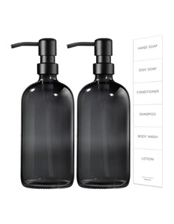 Foto 3 | Dispensador De Jabon 2 Kit Vidrio Gris Oscuro + Gratis Termo Güish De Regalo