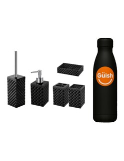Foto 1 | Accesorios De Baño Set De 5 Piezas Negro + Gratis Termo Güish De Regalo