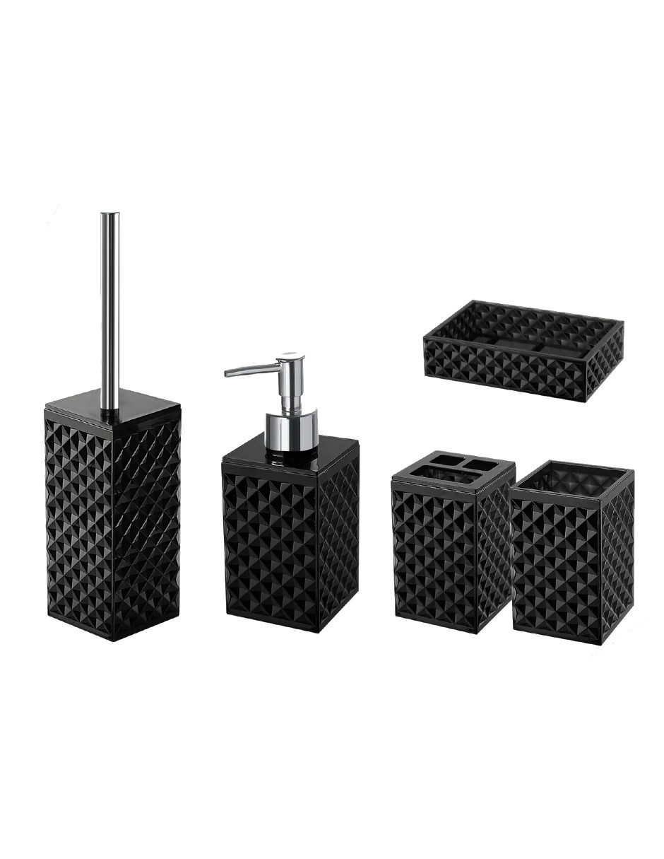 Foto 3 pulgar | Accesorios De Baño Set De 5 Piezas Negro + Gratis Termo Güish De Regalo