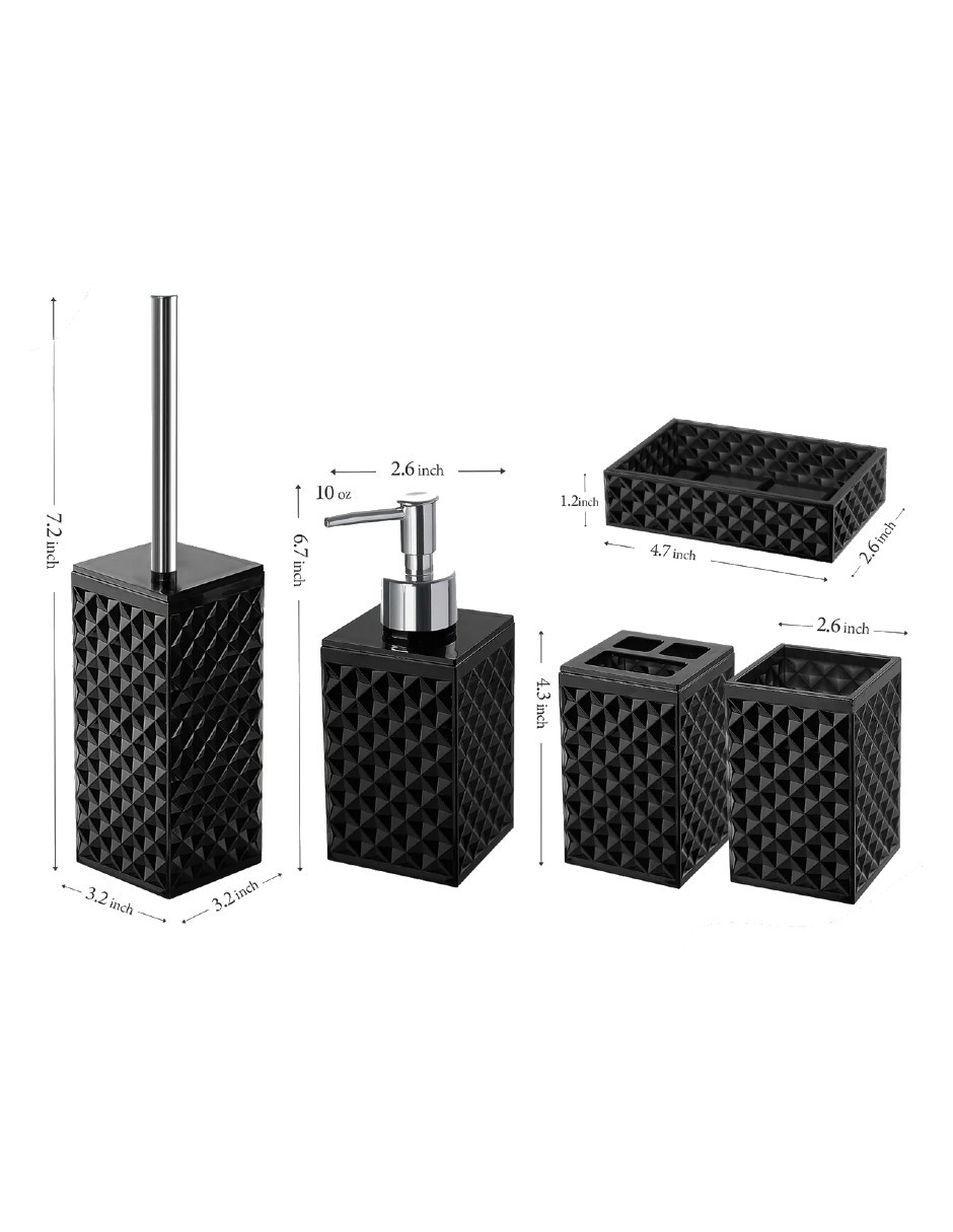 Foto 4 pulgar | Accesorios De Baño Set De 5 Piezas Negro + Gratis Termo Güish De Regalo