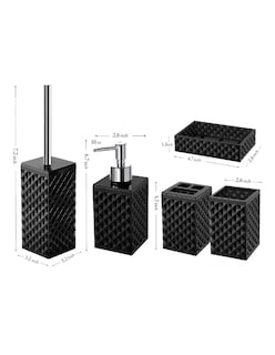 Foto 3 | Accesorios De Baño Set De 5 Piezas Negro + Gratis Termo Güish De Regalo