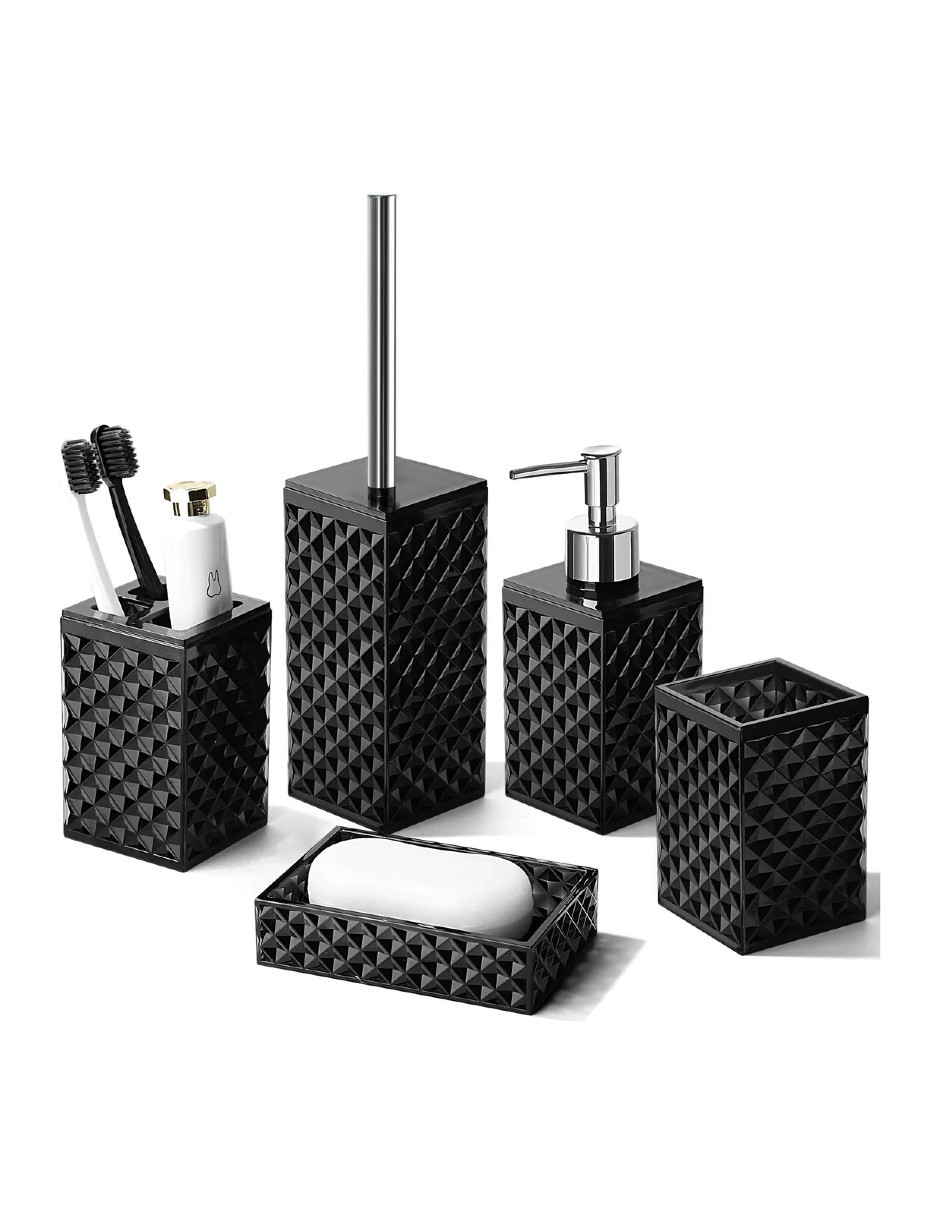 Foto 5 pulgar | Accesorios De Baño Set De 5 Piezas Negro + Gratis Termo Güish De Regalo