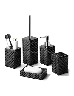 Foto 4 | Accesorios De Baño Set De 5 Piezas Negro + Gratis Termo Güish De Regalo