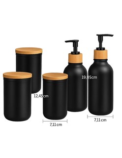 Foto 3 | Juego De Dispensadores Para Baño 5 Pzs Negro + Gratis Termo Güish De Regalo