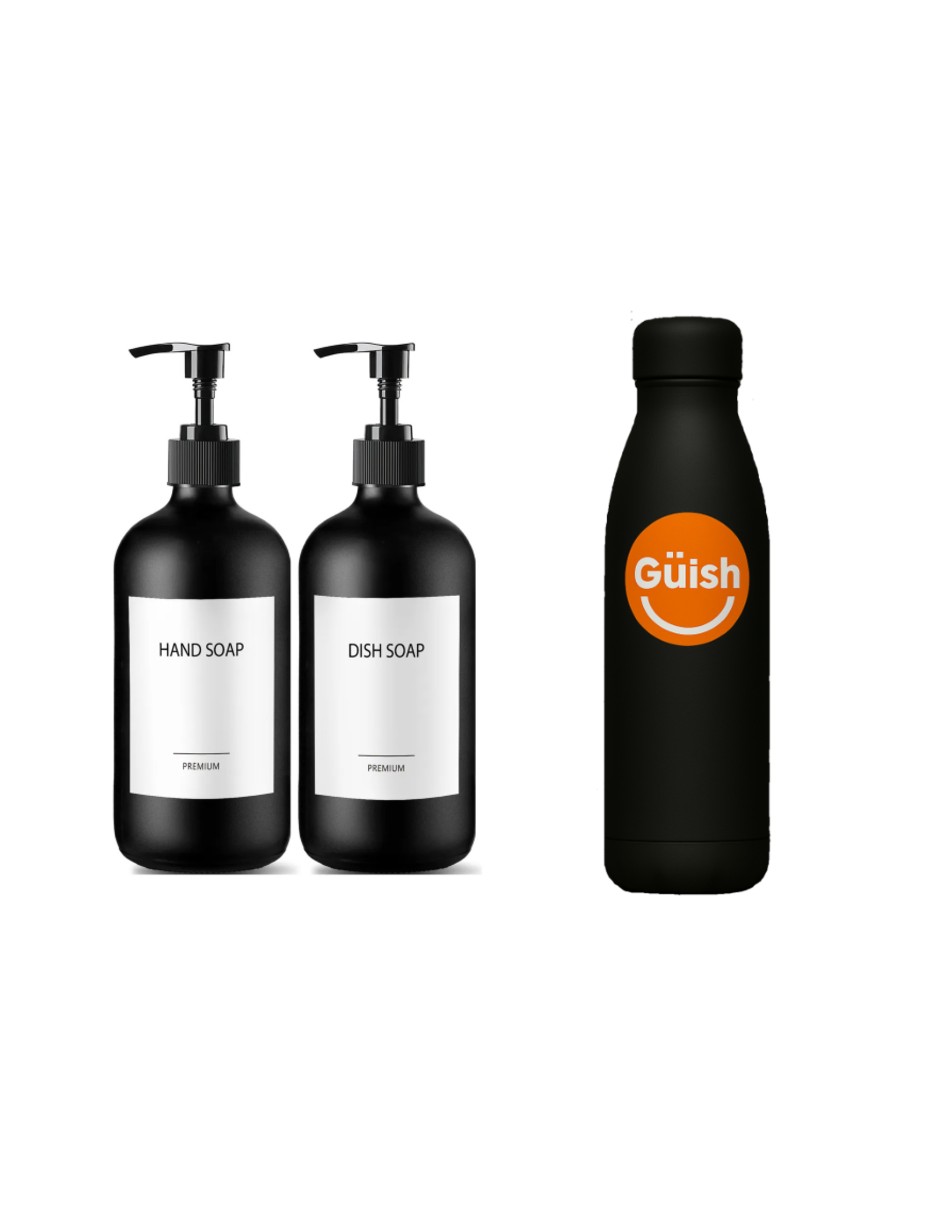 Dispensador de Jabón 2 Piezas Negro + Termo Güish