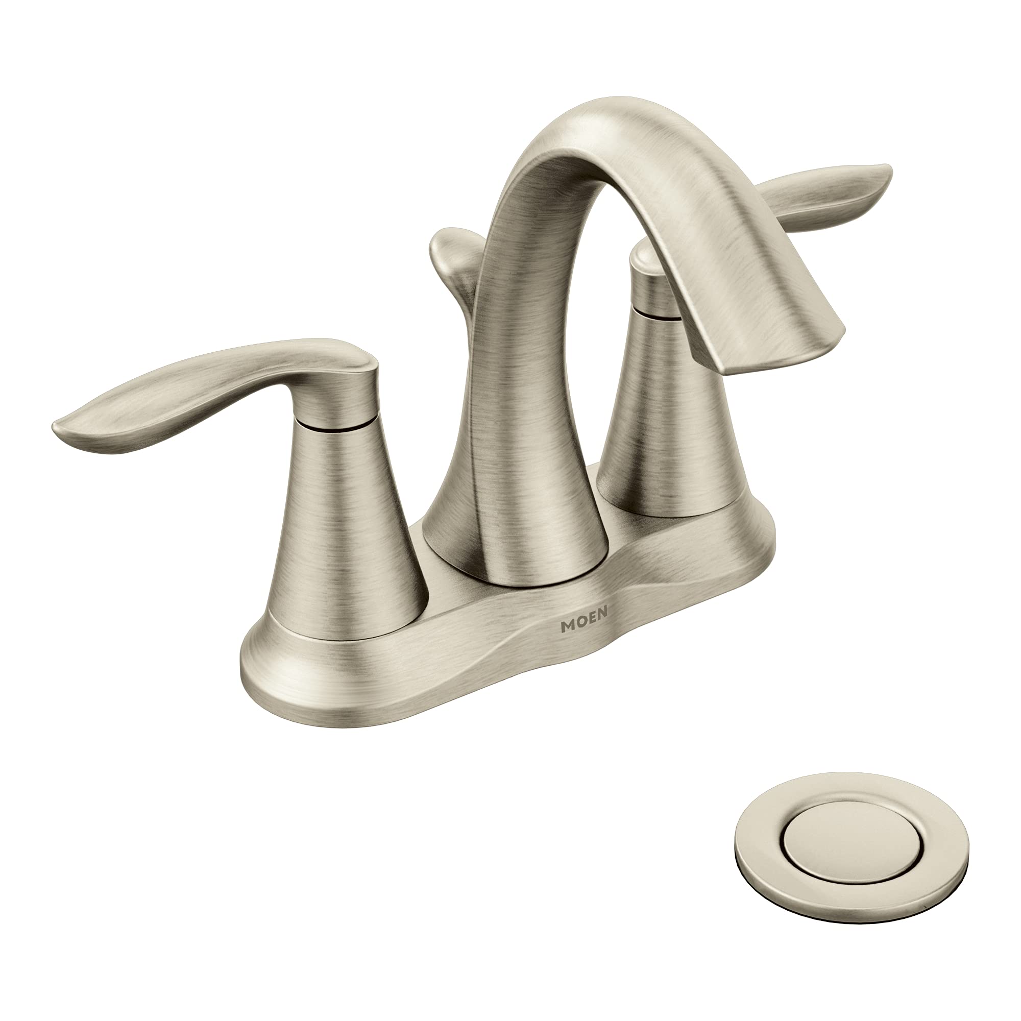 Grifo De Baño Moen Eva, Juego Central De Níquel Cepillado De 4 Pulgadas - Venta Internacional.