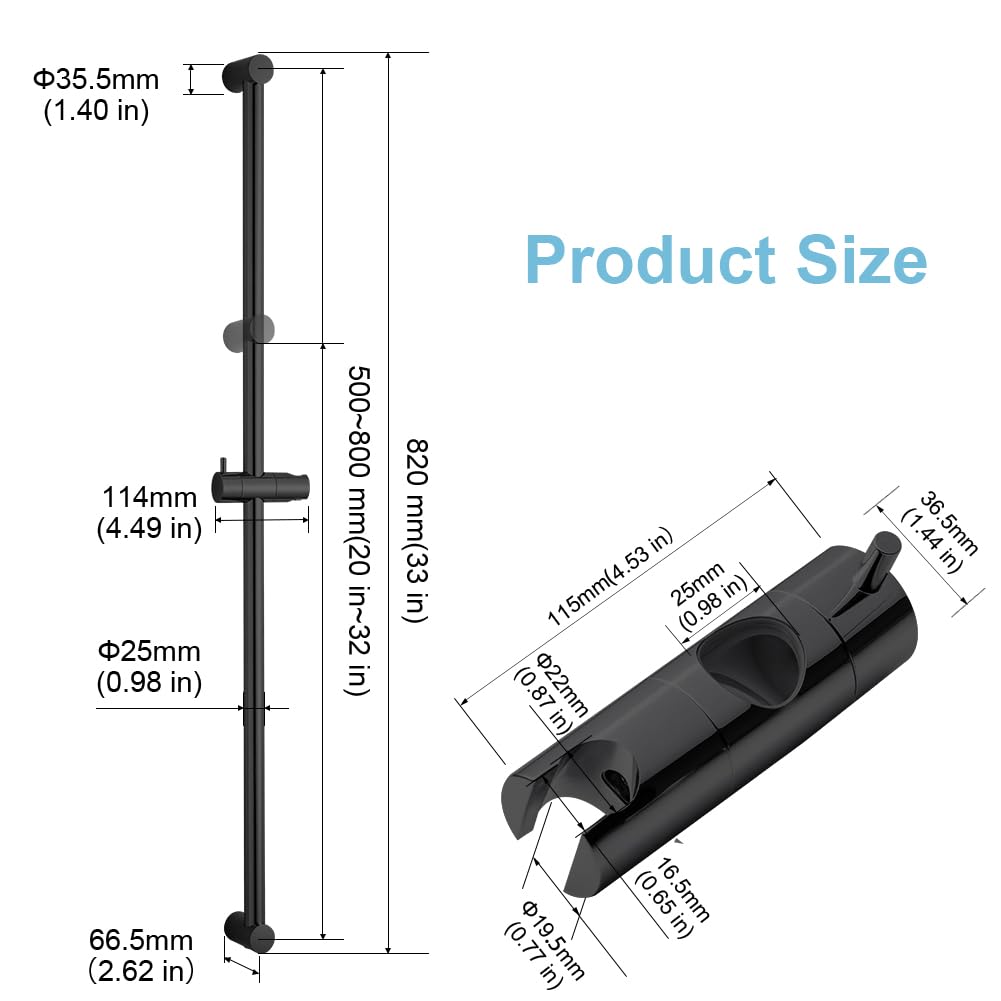 Foto 7 pulgar | Barra Deslizante De Ducha Offo Ajustable De 82 Cm Para Montaje De 50 A 80 Cm - Venta Internacional.