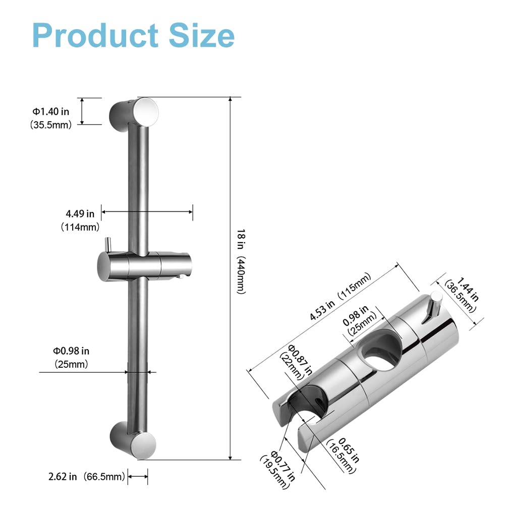 Foto 7 pulgar | Barra Deslizante De Ducha Offo De 45 Cm Ajustable Con Soporte Portátil - Venta Internacional.