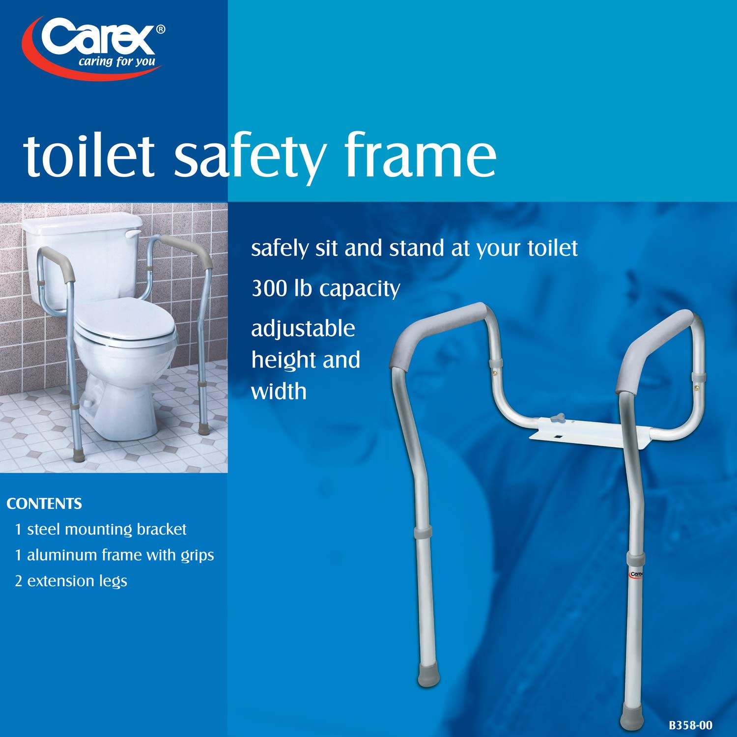 Foto 5 | Rieles De Seguridad Para Inodoro Carex, Marco De Seguridad Para Inodoros, Personas Mayores - Venta Internacional.