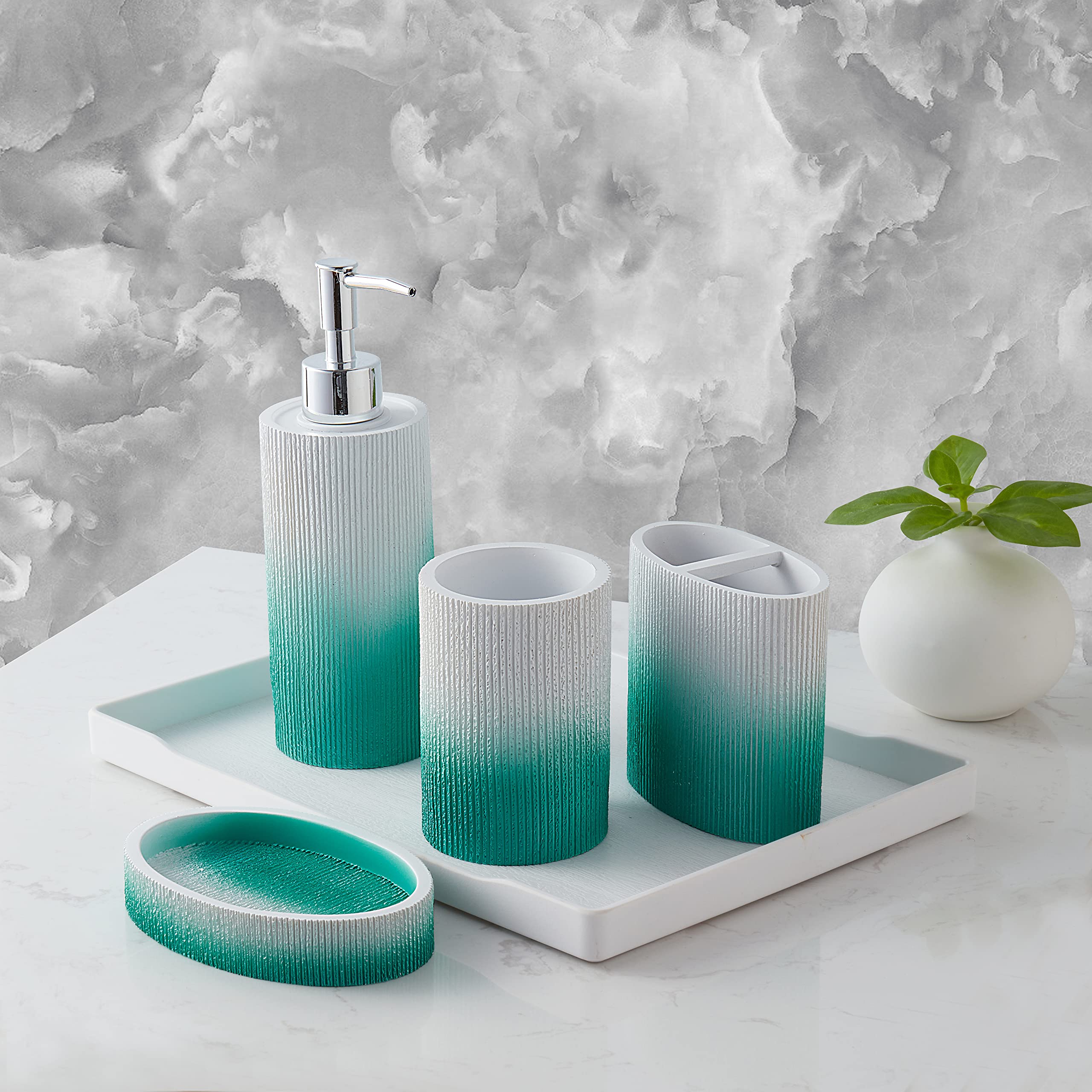 Accesorios De Baño Sweet Home Collection Urbana Green, Juego De 4 Piezas - Venta Internacional.