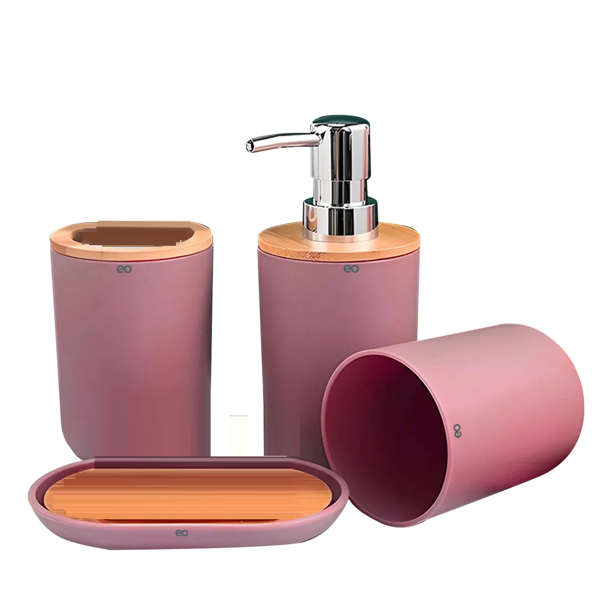 Foto 2 pulgar | Accesorios De Baño Set De 4 Piezas Con Detalles De Bambu Eo Safe Imports Esi-20289 Rosa