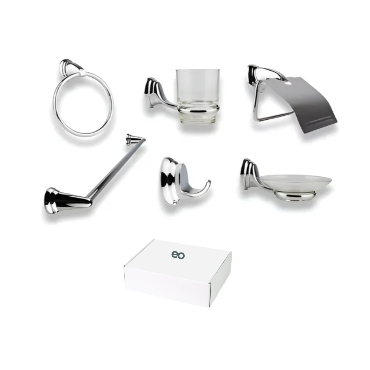 Foto 1 | Juego 6 Pzas  Accesorios Metal Baño Eo Safe Imports  Esi-20291 Plateado