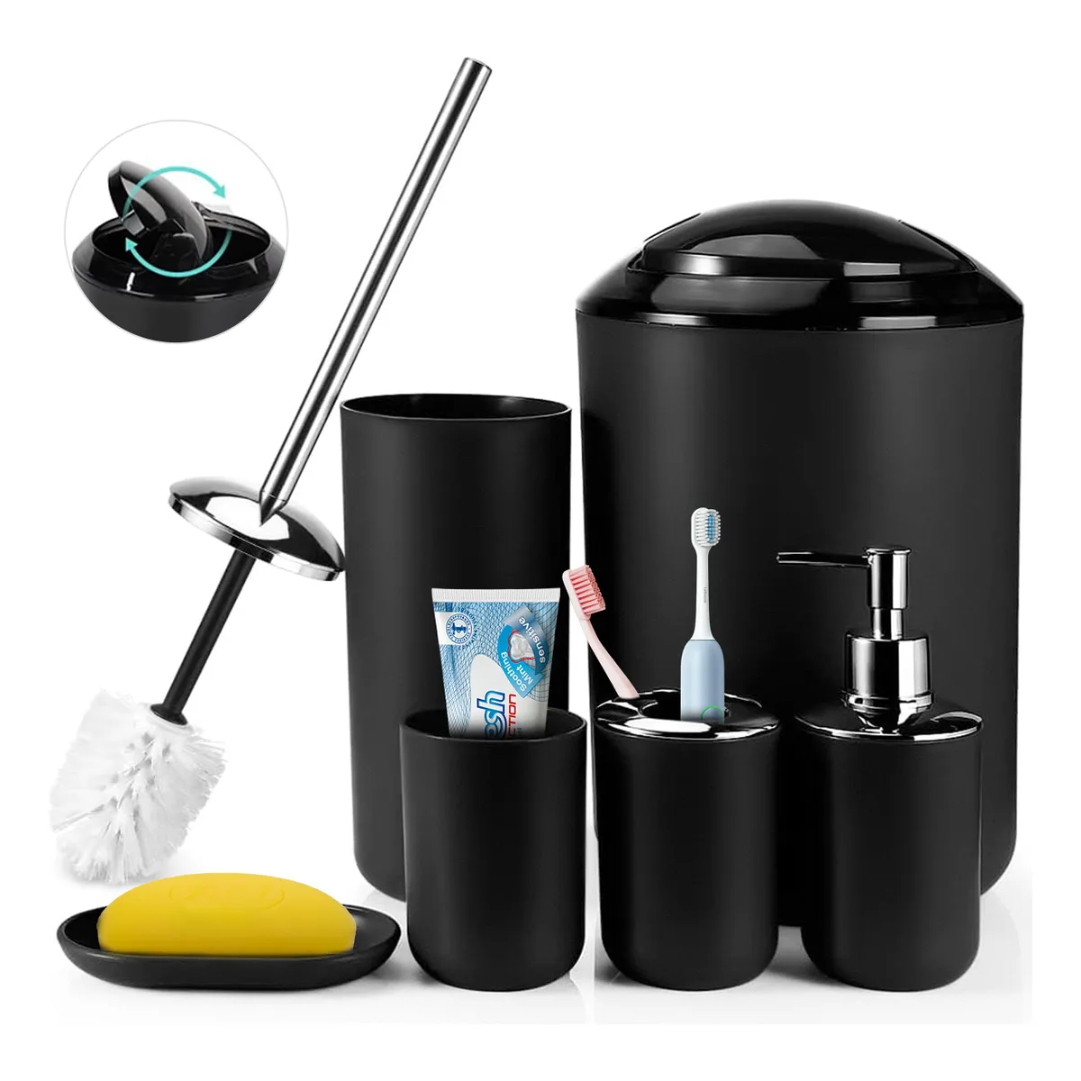 Foto 4 pulgar | Conjunto De Accesorios De Baño De 6 Piezas Eo Safe Imports Esi-20287 Negro