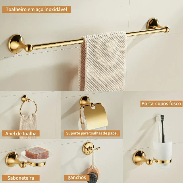Foto 4 pulgar | Juego Xtellar De Accesorios De Baño Premium De Acero Inoxidable  Set De 6 Piezas