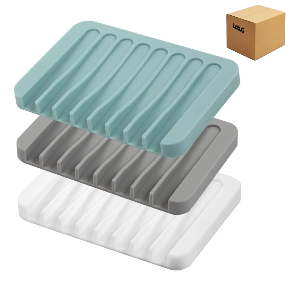 Jaboneras Para Baño Accesorios Jabonera Porta 3 Pieza Lab.g  Verde Gris Blanco