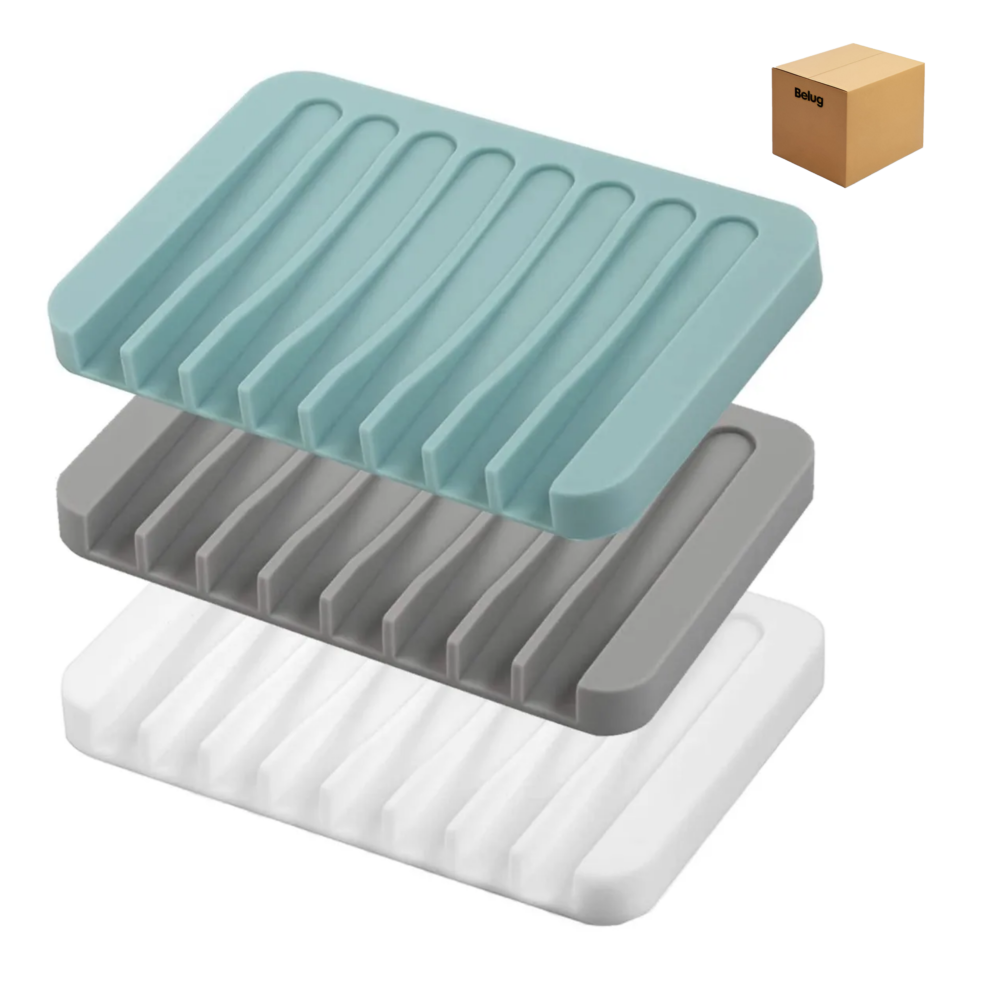 Jaboneras Para Baño Accesorios Jabonera Porta 3 Pieza Belug  Verde Gris Blanco